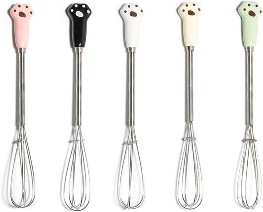 Mini Whisks 7 inch 5Pcs cat paw Stainless Whisk, Hand Egg Mixer for Flour Cake Egg, Kitchen Cooking Baking Use Whisk