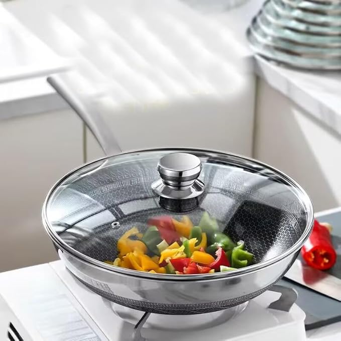 Glass Lid for Frying Pan 10 inch, Wok Skillets with Stainless Steel Rim (10 inch)