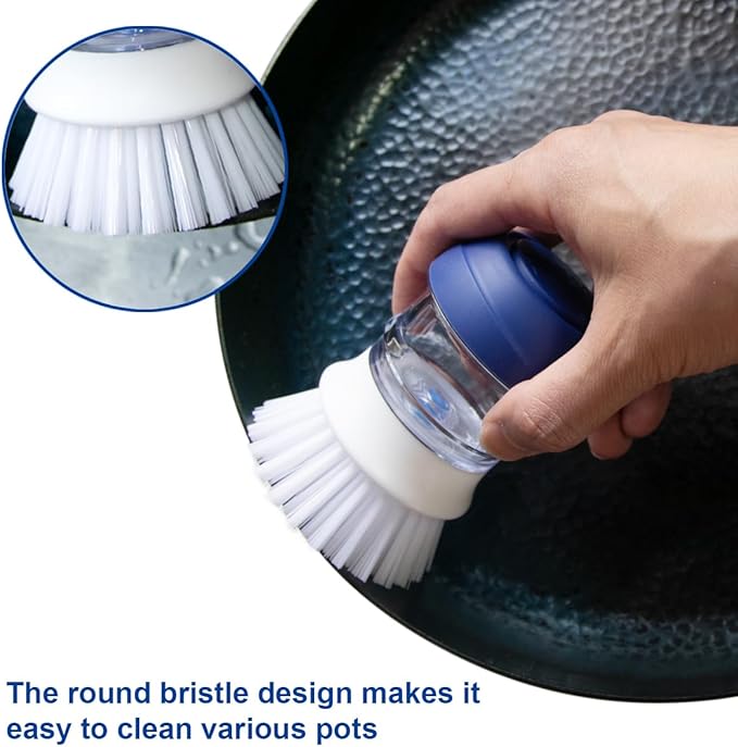 CELOX 2 Pack Dish Brush with Soap Dispenser for Kitchen Cleaning and 2 Pack Multi Purpose Heavy Duty Scrub Brush, Deep Clean Brush for Tile Floors and Walls, Shower Doors, Tubs
