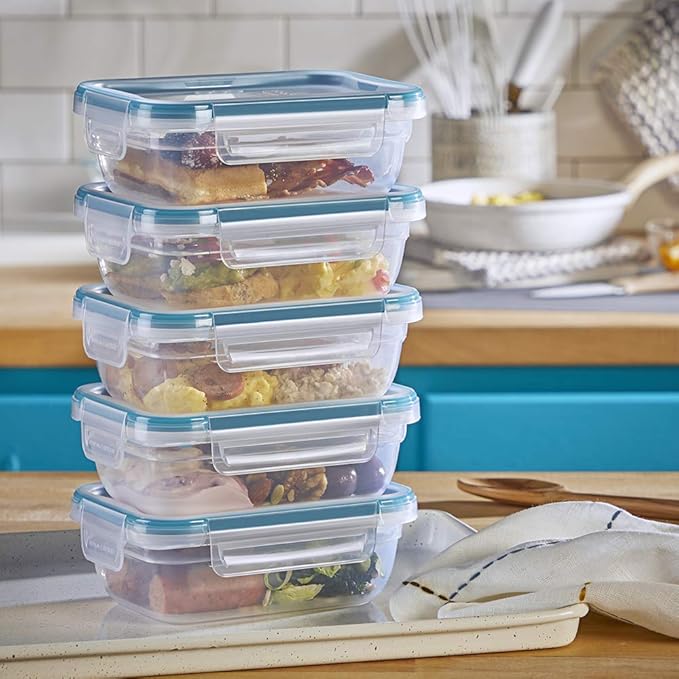 Snapware Plastic Total Solutions (5-Pack, 3 Cup) Food Storage Containers Set, Airtight & Leakproof Plastic Locking BPA-Free Lids Tupperware, Freezer Dishwasher Microwave Safe