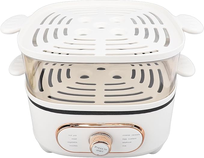 2 Tier Electric Food Steamer, 1200W Stackable Steam Cooker Electric Hot Pot Vegetable Steamer for Vegetable Seafood Soup Noodles Ramen Cooker (US)