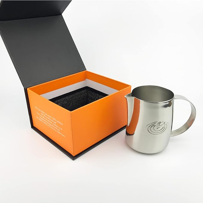 Barista Swag Curved Body Coffee Milk Frothing Cup for Espresso Machines Latte Art 500ml Steaming Pitchers (Mirror Silver)