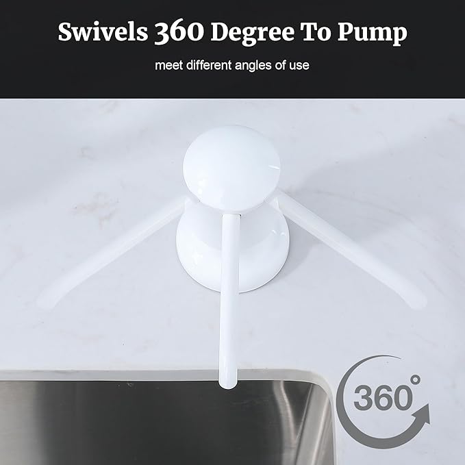 Sink Soap Dispenser for Kitchen Sink White Upgrade with 40" Silicone Extension Tube Kit, Connect to Your Soap Bottle Directly