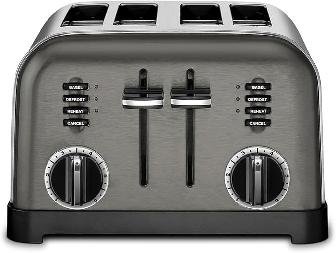 Cuisinart CPT-180BKS Classic 4-Slice Toaster, Black/Stainless Steel