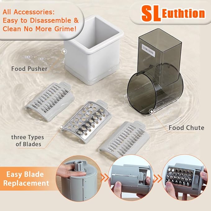 Cordless Electric Vegetable Slicer Chopper & Cheese Grater - Rechargeable Portable Salad Maker, Battery-Powered Electric Food Slicer for Home Kitchen Cucumber Carrots Cabbage