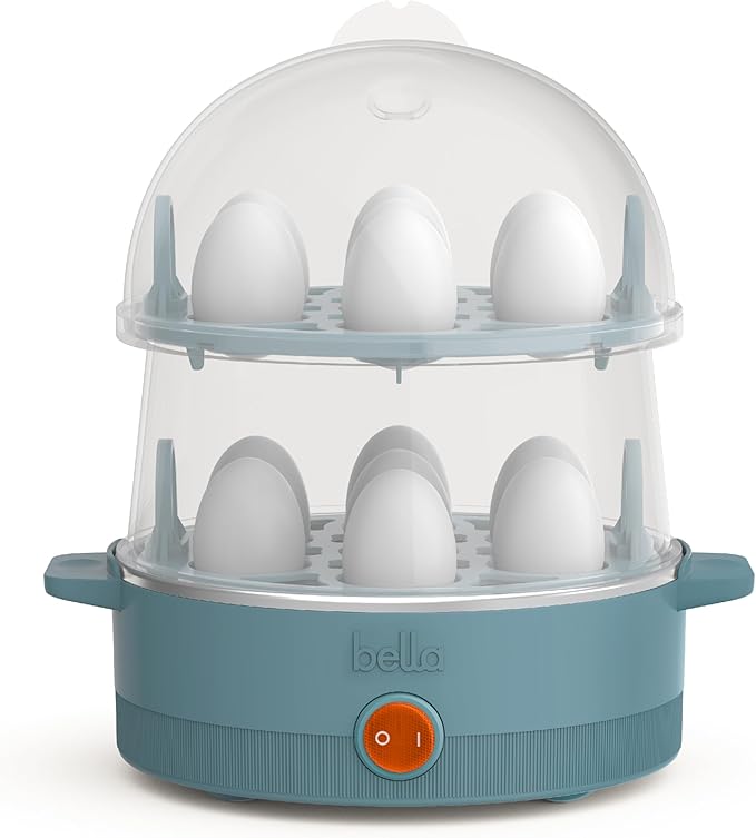 bella Electric Egg Cooker, 14 Eggs Capacity Tray, Double Stack, for Poached, Scrambled, Hard, Medium & Soft Boiled Eggs, Omelets and Steamed Dumplings, Auto Shutoff, 360 Watt, Oatmilk