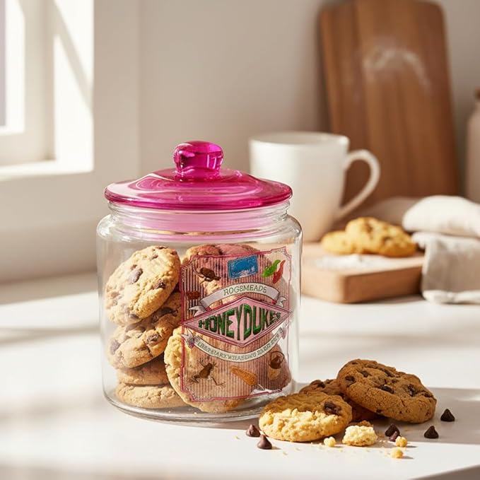Silver Buffalo Harry Potter Hogsmeade Honeydukes Treats Glass Cookie Snack Candy Jar With Lid (Small)