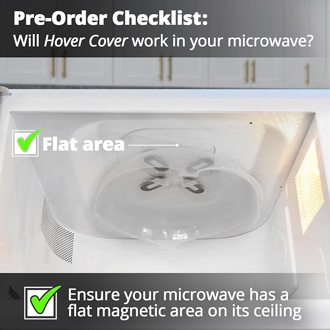 HOVER COVER Magnetic Splatter Cover, 12-Inch Clear BPA-Free Food Lid, Vented Plate Guard with Steam Vents, Anti-Splash Microwave Lid, Dishwasher Safe, Space-Saving Magnetic Storage - Graphite