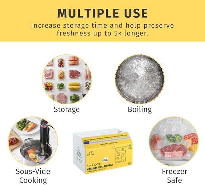 OutOfAir 4" x 6" Vacuum Sealer Bags 2000 Bag (Bulk Case) - Heavy Duty 7-Layer 4 Mil Plastic, Commercial Grade, BPA Free, Food Safe, Fits All Vacuum Sealer Machines, Sous Vide Compatible