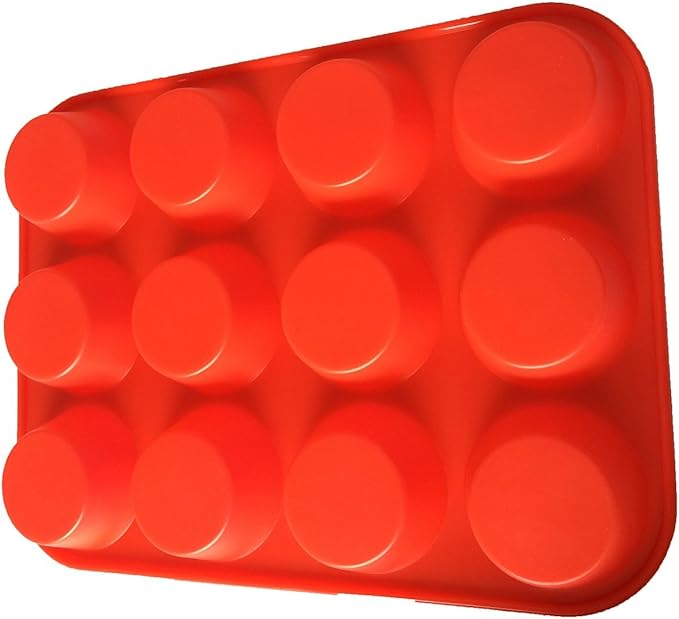 2PCS Thicken-12 Cup Silicone Muffin Pan - Cupcake Baking Pan Great for Making Muffin Cakes, Tart, Bread -Non - Stick Silicone Mold/Dishwasher - Microwave Safe