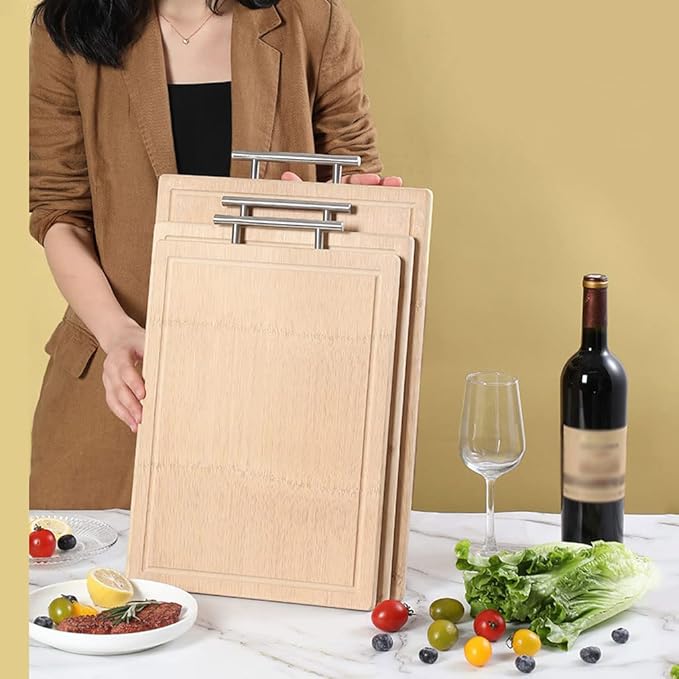 Board Bamboo Board with Handle and Juice Groove Cutting Board for Kitchen Cutting Board for Meat Cheese and Vegetables Cutting Board for Carving Meat or Vegetables(