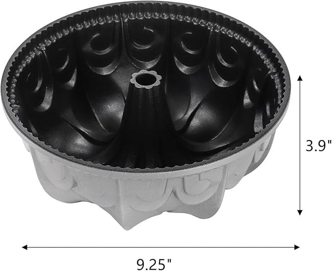 Frcctre 9 Inch Non-Stick Fluted Cake Pan, 10 Cups Heavy Duty Fluted Tube Cake Pan Baking Mold Easy Release Aluminum Baking Mold for DIY Cakes