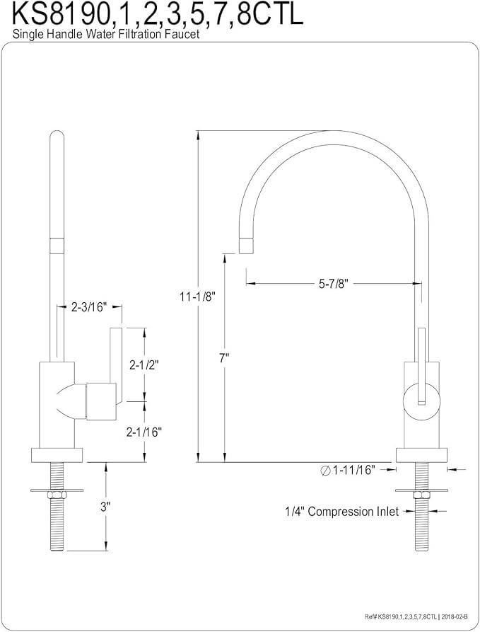 Kingston Brass KS8198CTL Continental Single-Handle Water Filtration Faucet, Brushed Nickel