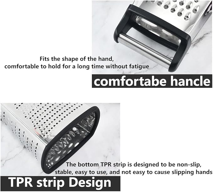 Stainless Steel 4 Sides Grater Slicer with Handle, Multifunctional Cutter Planing for Ginger, Garlic, Cucumbers, Carrots, Cheese, Potato, Ergonomic Design Kitchen Gadgets Accessories（Mint）