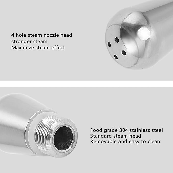 Coffee Maker Machine Steam Nozzle Tip Spout for 8 Series Coffee Machine Parts Accessories, 4 Hole Stainless Steel Replacement Coffee Maker Nozzle