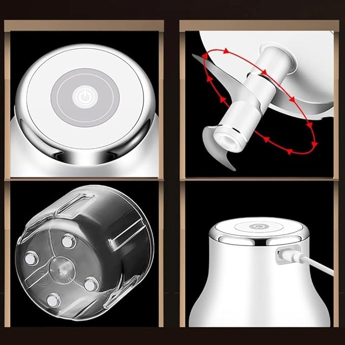 Electric Garlic Chopper, Mini Portable Food Chopper for Garlic Onion, USB Chargable Powerful Vegetable Chopper Garlic Mincer Garlic Press Small Food Processor for Veggie Meat (Size : Small)