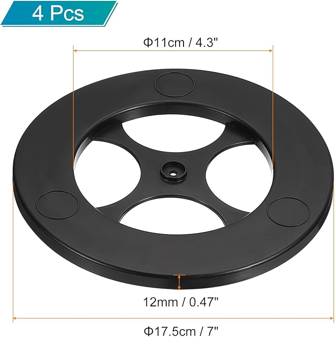 uxcell 4 Pcs Lazy Susan, 7 Inch Turntable Organizer 360 Degree Rotating Ball Bearing Turntable Organizer with Base for Kitchen Cabinet Pantry Organization and Storage, Black