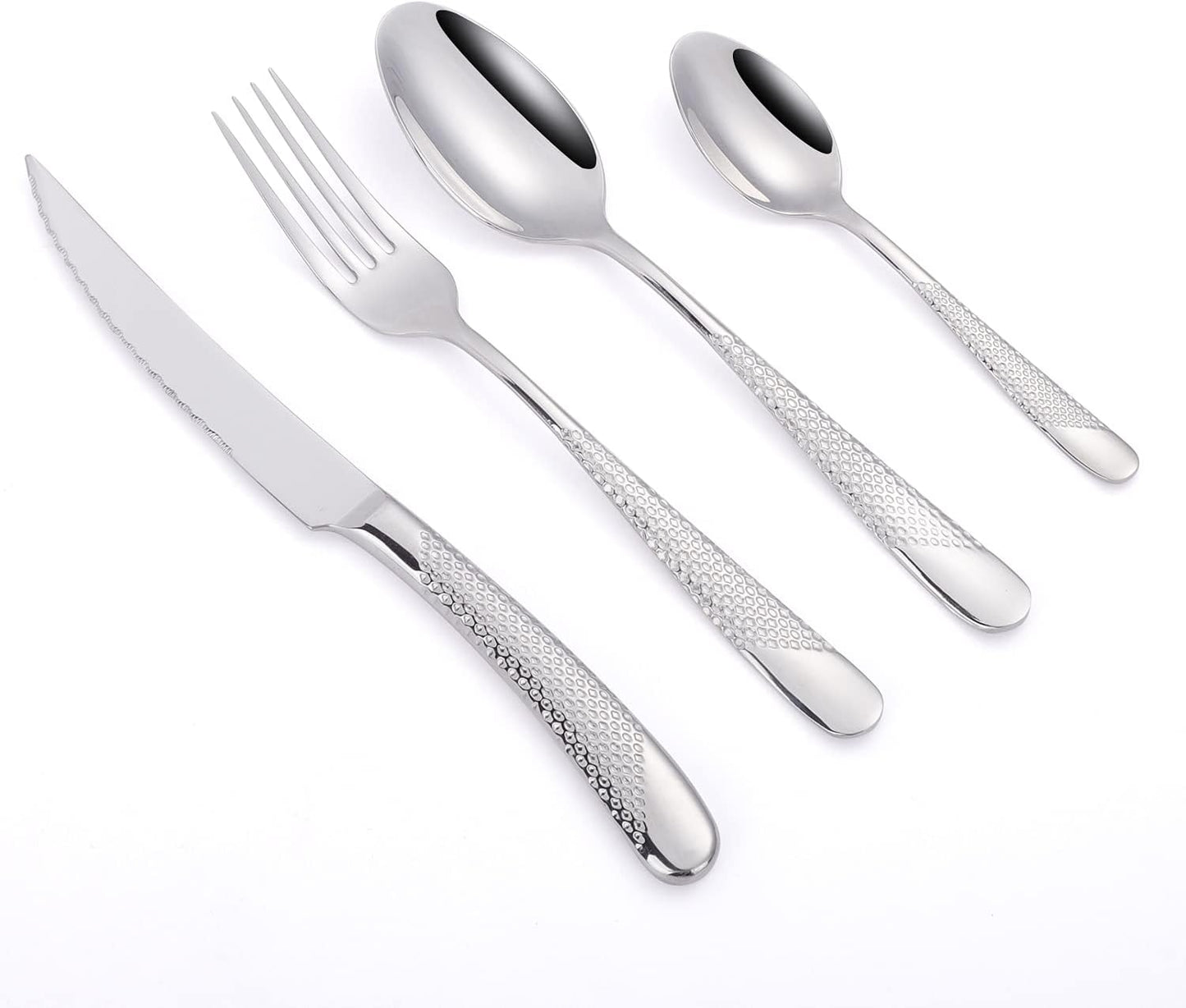 16 Piece Silverware Set,Stainless Steel Flatware Set Spoon and Fork Set for 4,Kitchen Utensil Cutlery Set Mirror Finish Dishwasher Safe Gift Package (gold)