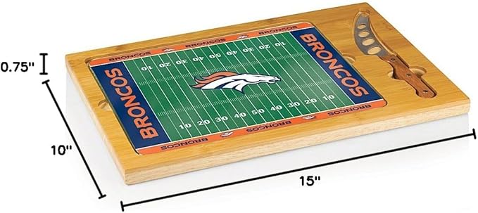 PICNIC TIME NFL Football Field Icon Glass Top Cutting Board & Knife Set, (Parawood & Bamboo)