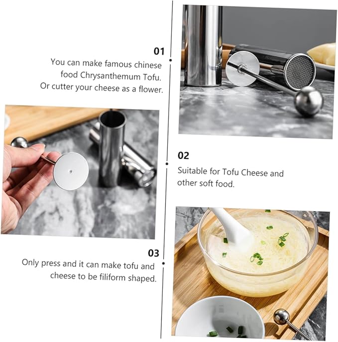 Garneck 2pcs Stainless Steel Chrysanthemum Design Tofu Maker Mold Tofu Press and Cheese Easy to Use Kitchen Tool for Shaping