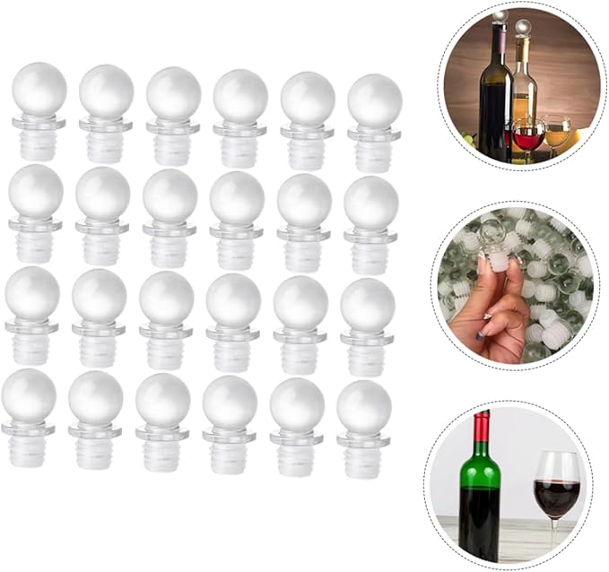 Garneck 24pcs Glass Ball Stoppers Wine Bottle Stoppers Caps Vacuum Pump for Wine Bottle Perfume Oil
