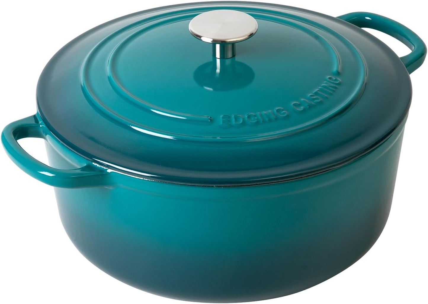 Enameled Cast Iron Dutch Oven Pot with Lid for Bread Baking, Cooking, Round Bread Oven Dual Handles, 7 Quart, Darkcyan