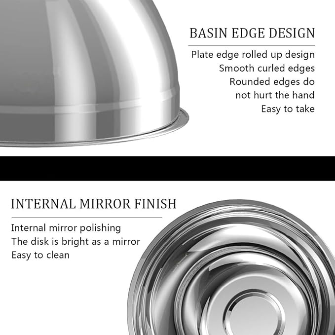 Mixing Bowls, 5Pcs Stainless Steel Mixing Bowl Set, Utensils for the Kitchen, Multifunctional, Stackable, Dishwasher Safe, 3.75L / 3.25L / 2.5L / 2L / 1.3L (Without)