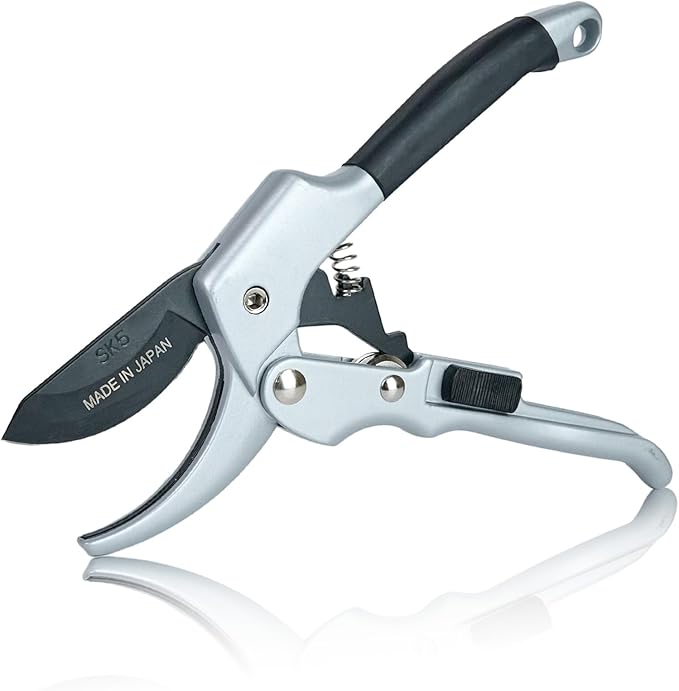 SK5 Ratchet Pruning Shears for Weak Hands Heavy Duty Garden Clippers with Spring Assist and Ergonomic Grip for Branches and Fruit Trees