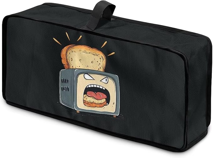 Slim Toaster 2 Slice Compact Thin Cover for 2 Slice Slim Toaster Funny Bread Print Dust Covers for Kitchen Appliances, Easy to Fold and Carry Water-Resistant