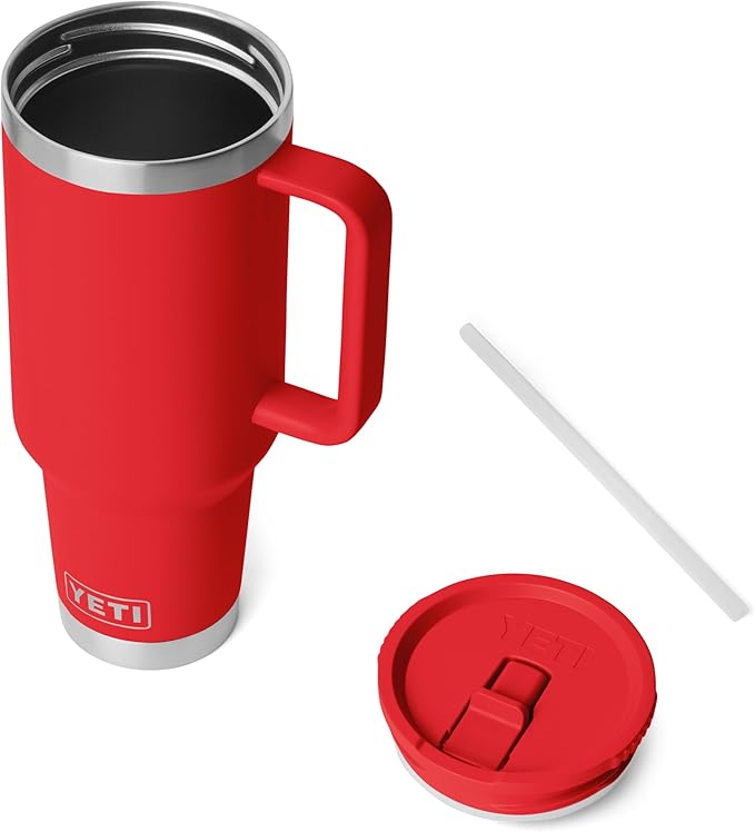 YETI Rambler 40 oz Travel Mug with Flip Straw Lid – Stainless Steel, Vacuum Insulated, Leakproof, Cup Holder Friendly