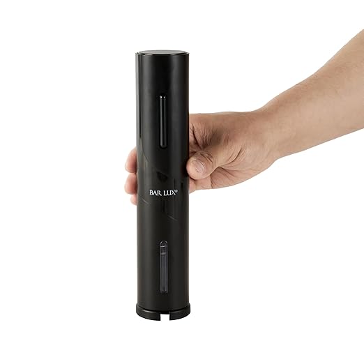 Restaurantware Electric Wine Opener 1 Count 1.9 x 1.9 x 9.1 Inches Battery Operated Plastic Corkscrew With Foil Cutter Compact Black Design For Quick One-Touch Uncorking