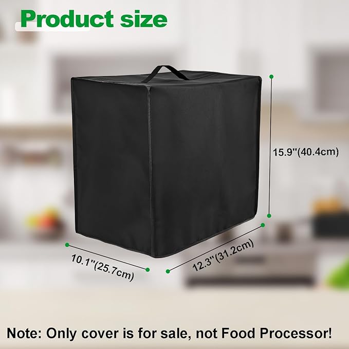 Cover for BLACK+DECKER and KitchenAid 7-8 Cup Food Processor, Heavy Duty Waterproof Dustproof Food Processor Protective Case Cover, Accessories for BLACK+DECKER Food Processors (Black)