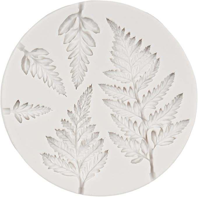 Leaf Silicone Mold Maple Leaf Fondant Mold Rose Leaf Molds Fern Leaves Candy Molds For Cake Decoration Cupcake Topper Chocolate Polymer Clay Gum Paste Set of 6