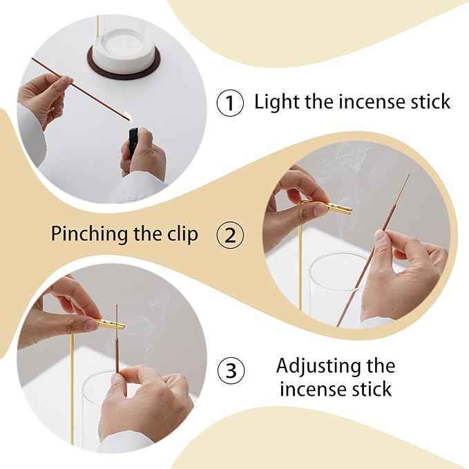 CEREMONY Incense Holder, Ceramic Incense Holder for Sticks with Glass Ash Catcher, Incense Burner for Meditation Yoga Spa Room Decor(Beige)