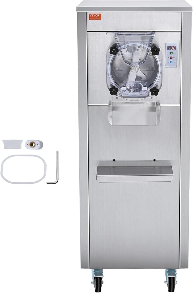 VEVOR Ice Cream Maker for Commercial Use, Produces 18 Liters per Hour, 1780W, Offers Single Flavor, Equipped with Wheels, 6L Stainless Cylinder, LED Display, Automatic Cleaning & Pre-cooling Functi