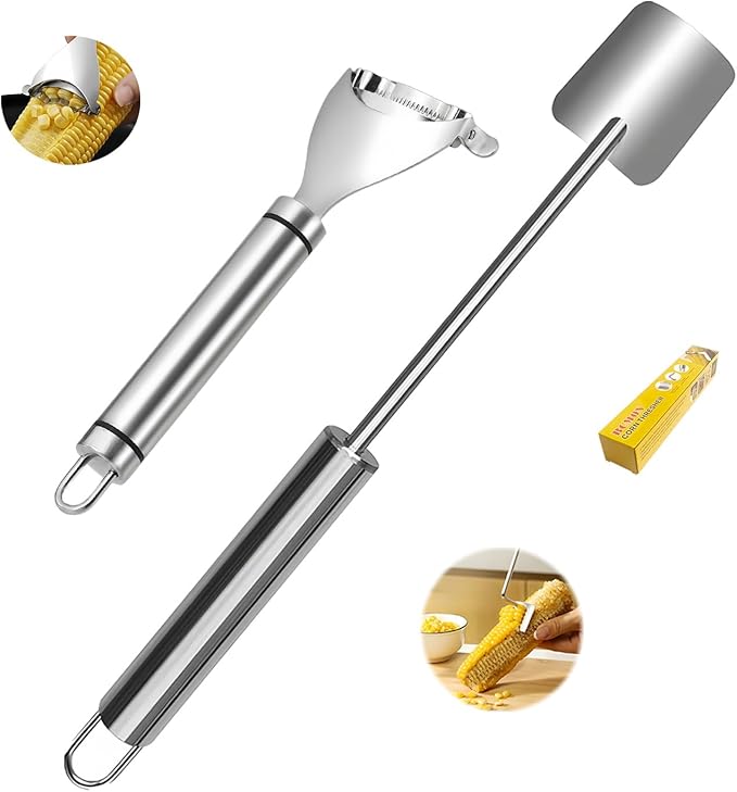 2 Pcs Stainless Steel Corn Peeler and Stripper Tool Set, Ideal Gadget Tool for corn on the cob BCMON