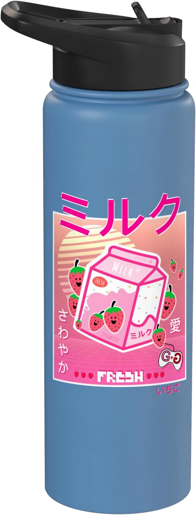 Strawberry Milk Carton Kawaii Pink Aesthetic Otaku Japanese Stainless Steel Insulated Water Bottle