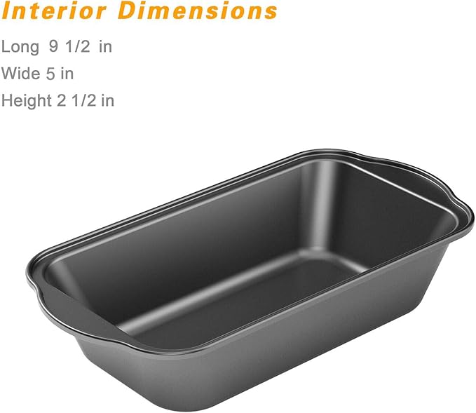 Tiawudi 3 Pack Nonstick Carbon Steel Baking Bread Pan, Large Loaf Pan, 9 1/2" x 5"