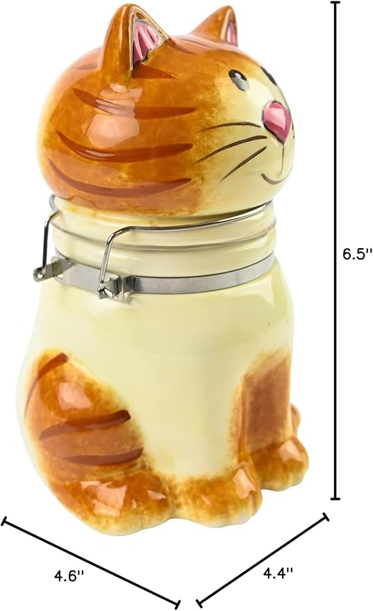Hand-Painted Earthenware Pretty Kitty Hinged Jar by Boston Warehouse