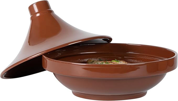 Restaurantware-Terra Tek 26 Ounce Terracotta Tagine Pot, 1 Microwavable Tagine Pot - Glazed Interior, Oven-Ready, Terracotta Serving Dish, Dishwashable, For Cooking And Serving