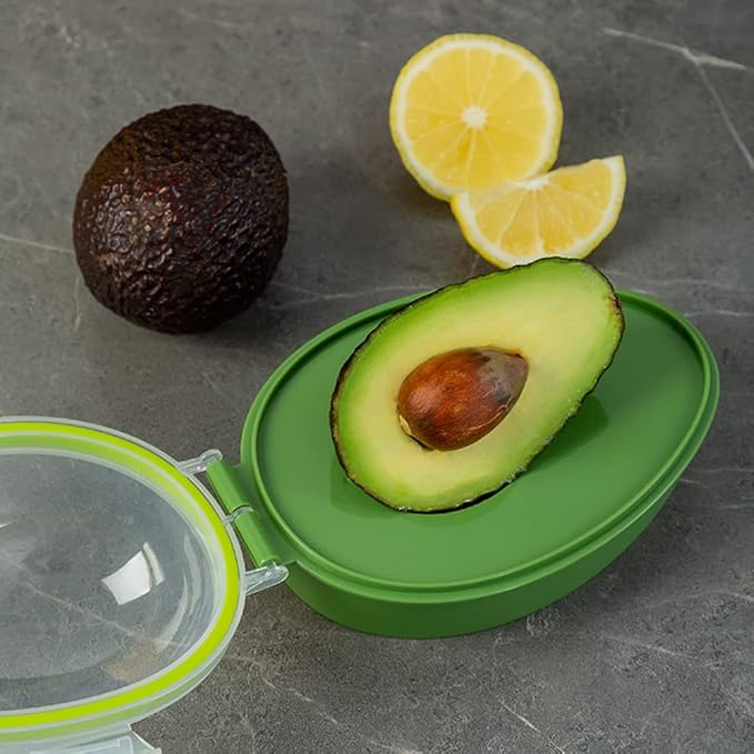 Modern/Minimalist Avocado Keeper, Green Plastic, 15.3x11x8cm/6.02x4.33x3.15, Take-Out