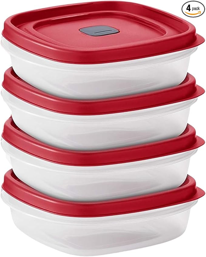 Tribello 3-Cup Food Storage Containers with Vented Lids – BPA-Free Plastic Sandwich Containers – Microwave, Freezer, Dishwasher Safe – Stackable Reusable Meal Prep Containers (24 oz) 4 Pack