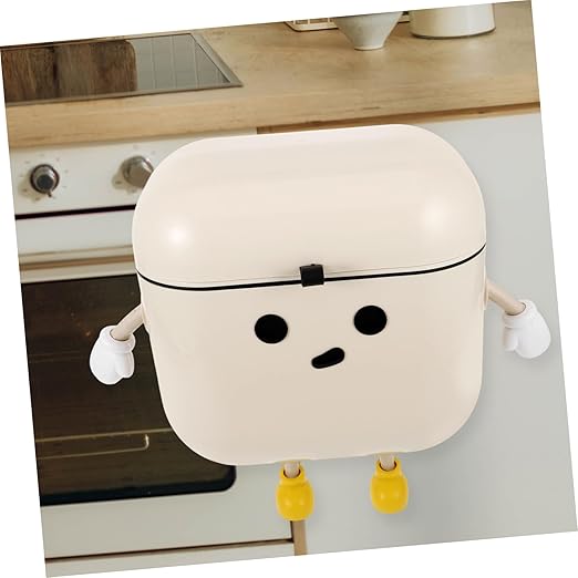 ULTECHNOVO Lidded Hanging Trash Can Wall Mounted Kitchen Compost Bin for Home Capacity Space Saving Design Odor Sealing with Cartoon Pattern for Kitchen and Bathroom
