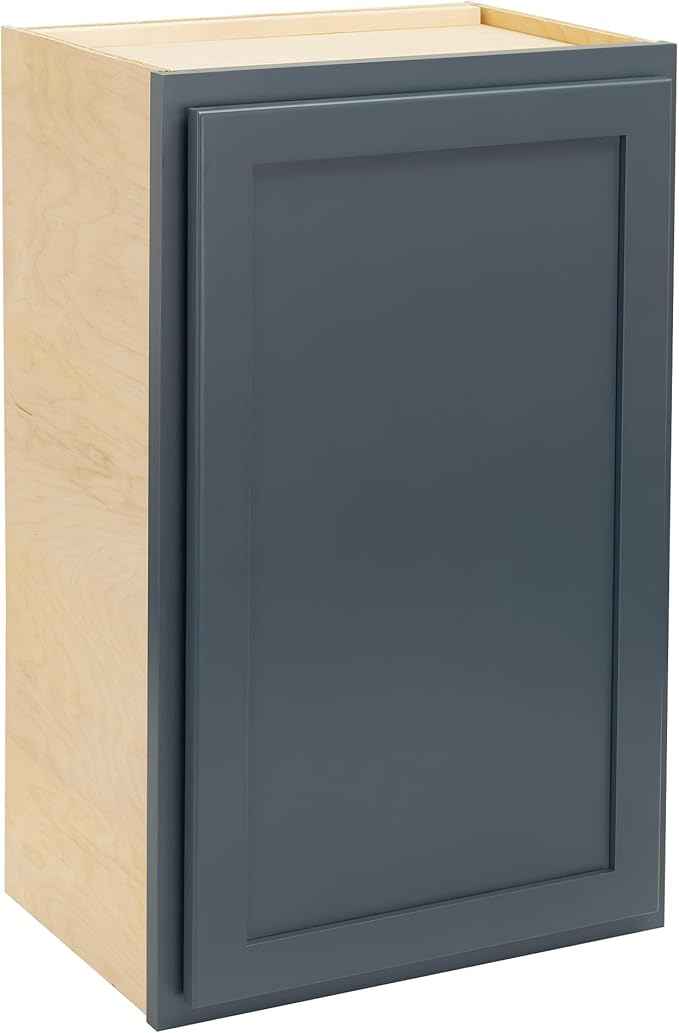 Quicklock RTA (Ready-to-Assemble) 42" Tall Wall Kitchen Cabinets - Shaker Style | 100% Hardwood | Made in America | Soft Close Hardware (Needlepoint Navy, 12''D x 21''W x 42''H)