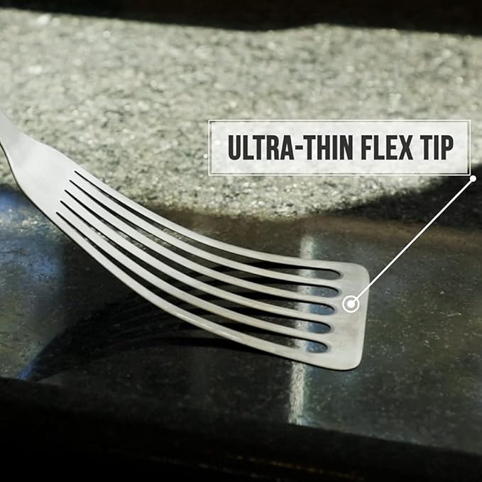 Toadfish 14.5'' Ultimate Nonstick Fish Spatula, Stainless Steel Metal Spatula, Slotted Turner Perfect for Cooking Seafood on the Grill or Kitchen