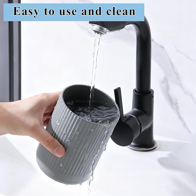 Kyraton Cooking Utensils Holder 2pcs, 360° Rotating Heavy Duty Plastic Kitchen Utensil Holder for Countertop, The Small Utensil Crock for Cutlery Silverware, Tooth Brush, Desk Pencil Pen