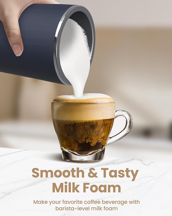 SIMPLETASTE Milk Frother, 4-in-1 Electric Milk Frother and Steamer, Automatic Warm and Cold Foam Maker and Milk Warmer for Latte, Cappuccinos, Dark Blue