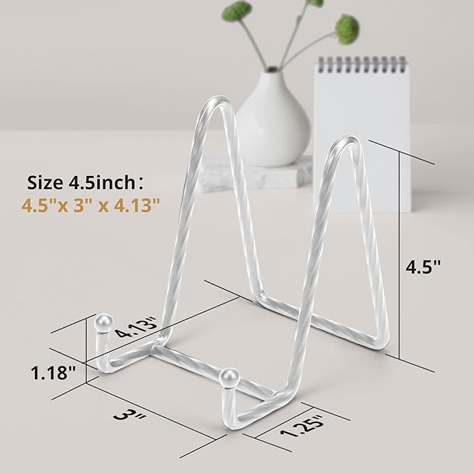 3 Pack 4.5inch YCLYC Picture Stands for Display, Silver Metal Plate Stands for Display - Decorative Plate Stand, Plate Holder Display Stand, Picture Frame Stand - Plate Display Stands for Picture Stand