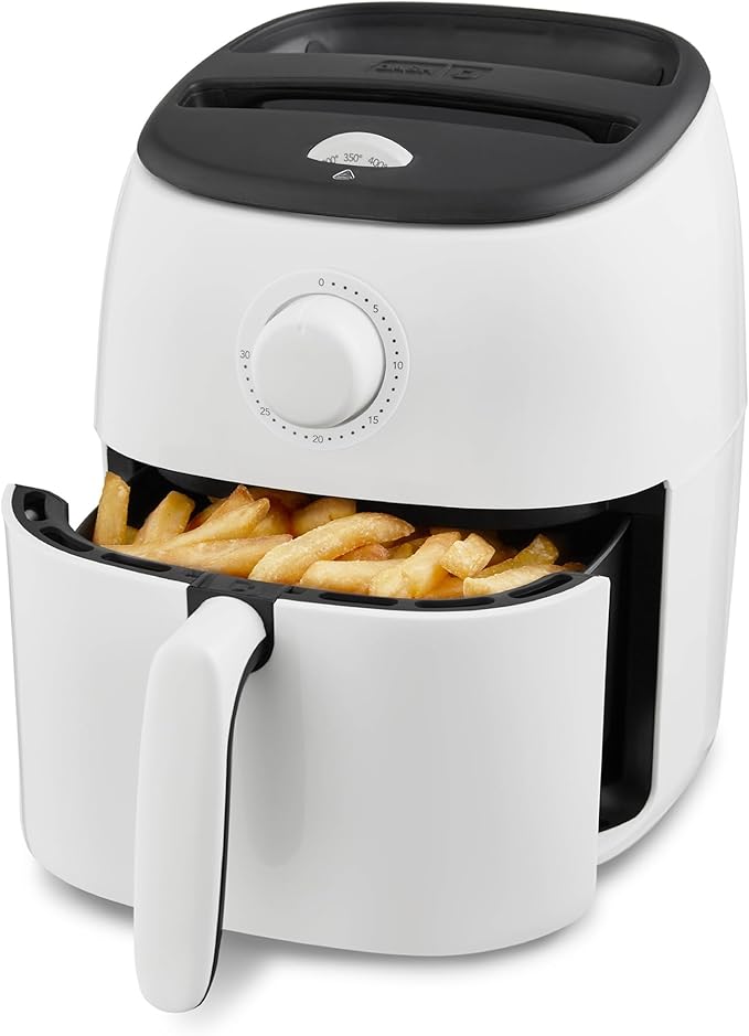 Dash Tasti-Crisp™ Air Fryer - AirCrisp® Technology - Compact Design with Adjustable Temperature Control - Nonstick Fry Basket & Auto Shut-Off Feature - 2.6 Quarts - White