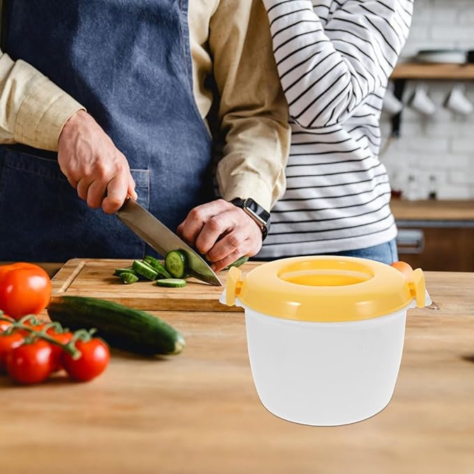 PRETYZOOM Microwave Rice Cooker Large Capacity Insulated Lunch Box with Spoon Portable Steaming Pot for Home Office Dormitory Cooking